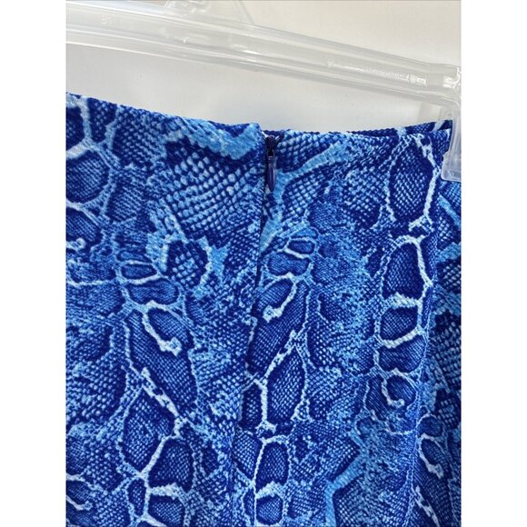 New York and Company Womens Size L Blue Snake Print Stretch Pencil Skirt - Picture 4 of 7
